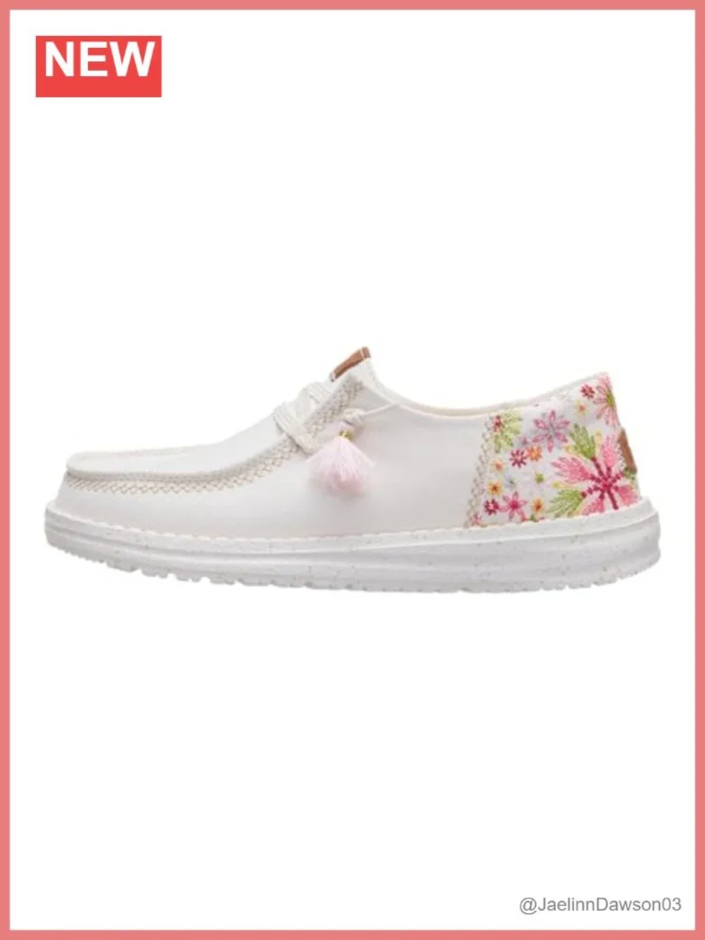 Women's Embroidered Floral Slip On Loafer with Tassel Laces, Lightweight
